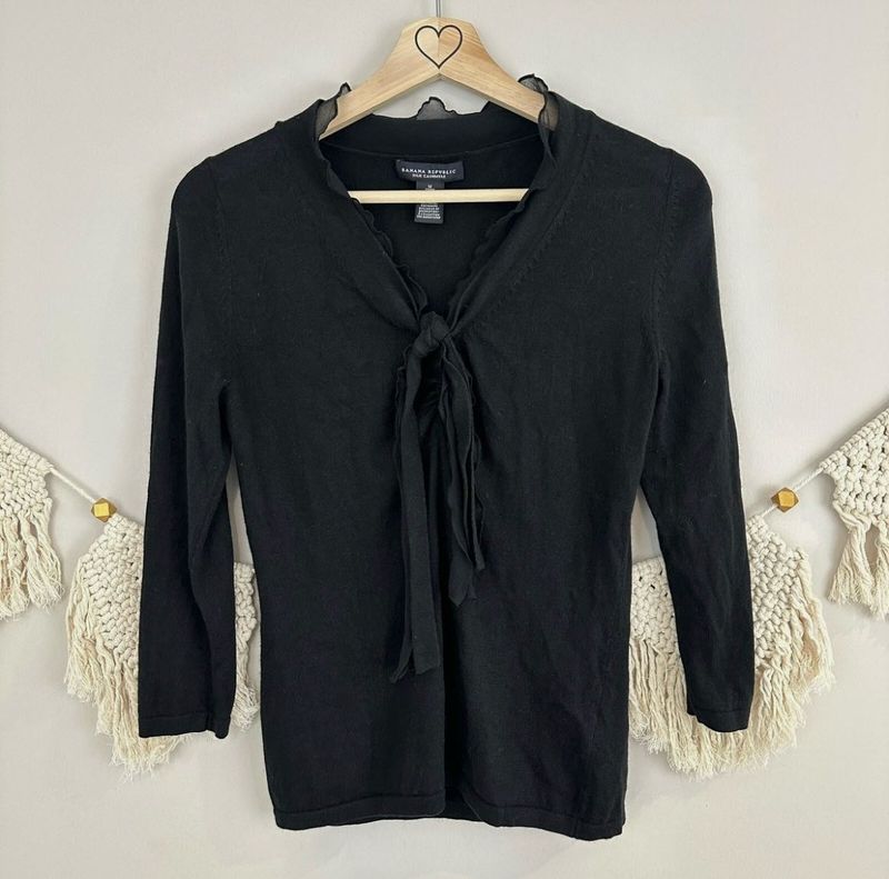 Black Tie-Neck Top