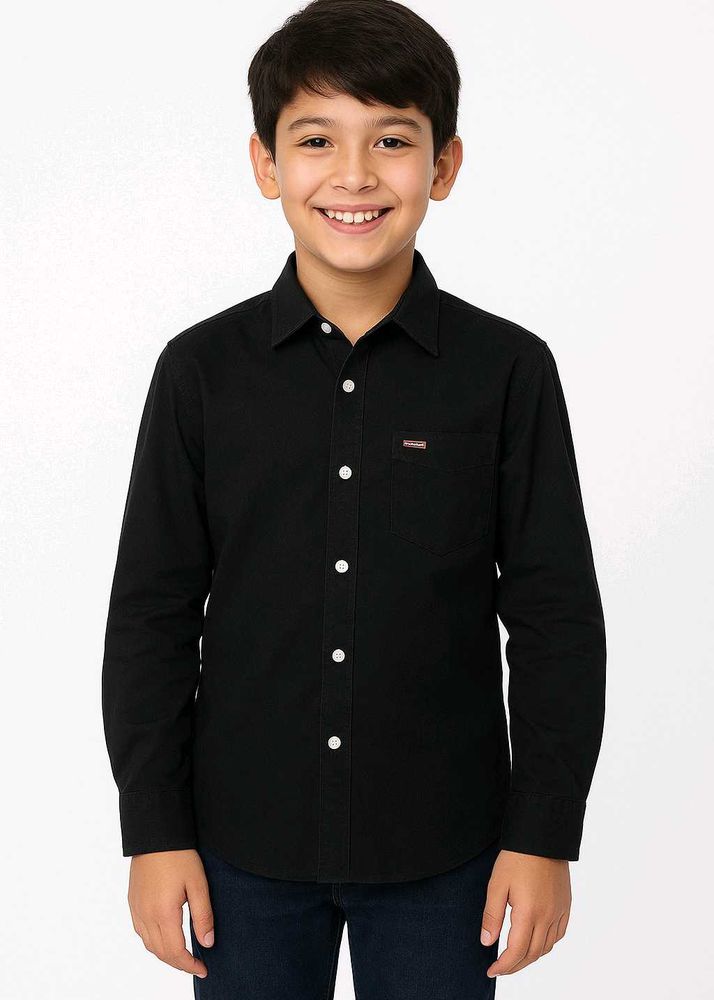 Boy&#39;s Black Cotton Shirt