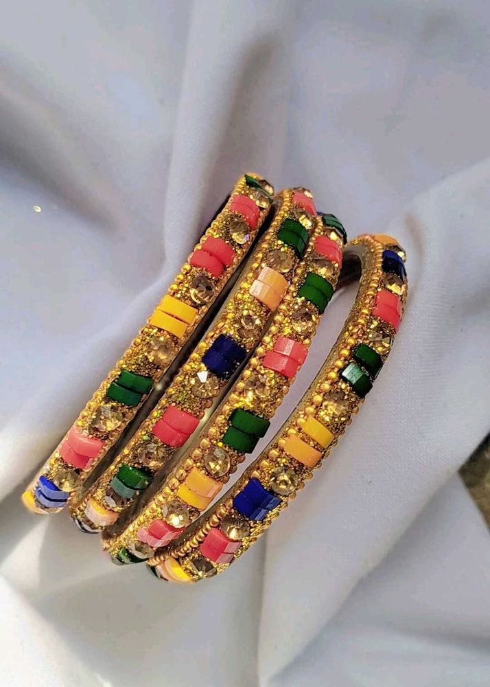 Colorful Crystal Bangles - Set of 4