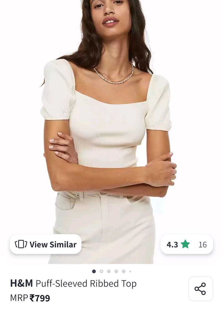 H&amp;M Ribbed White Top