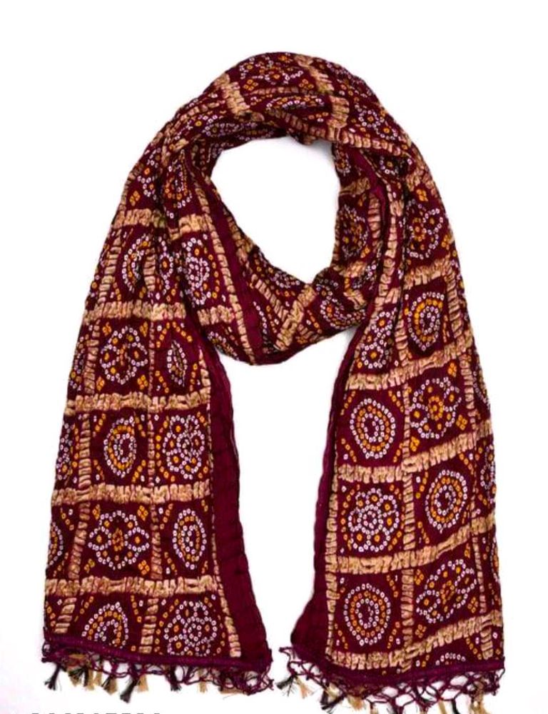 Maroon Bandhani Dupatta