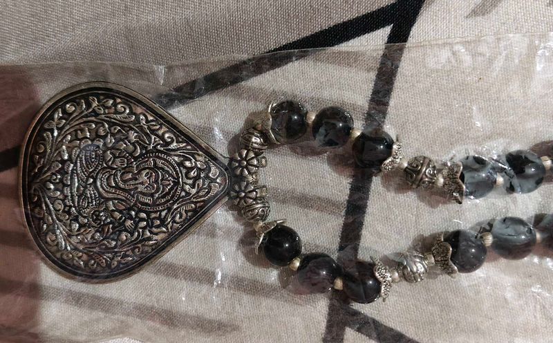 Ethnic Silver Necklace and bangles combo