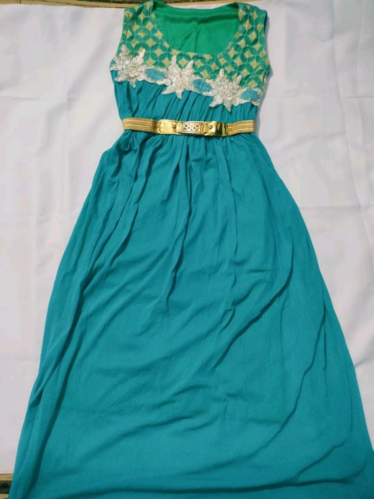 Sea Green Floral Dress