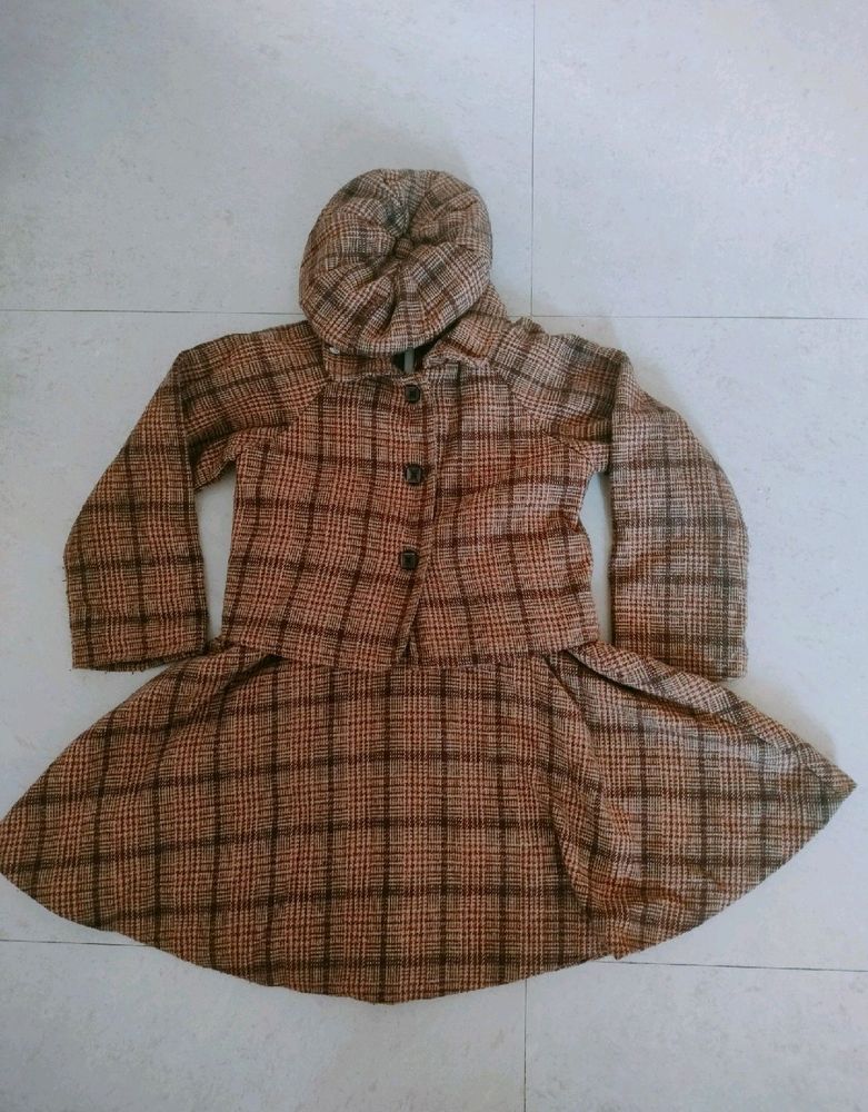 Girls Wool Jacket And Frock
