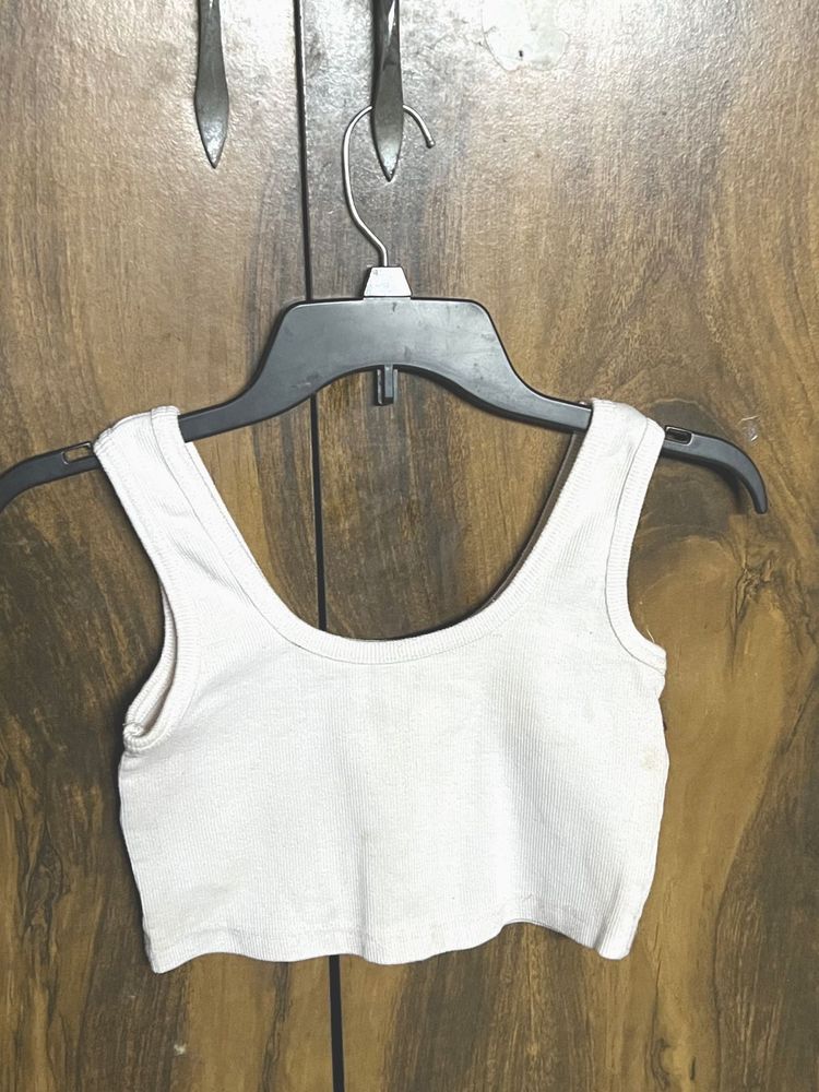 White Crop Tank Top