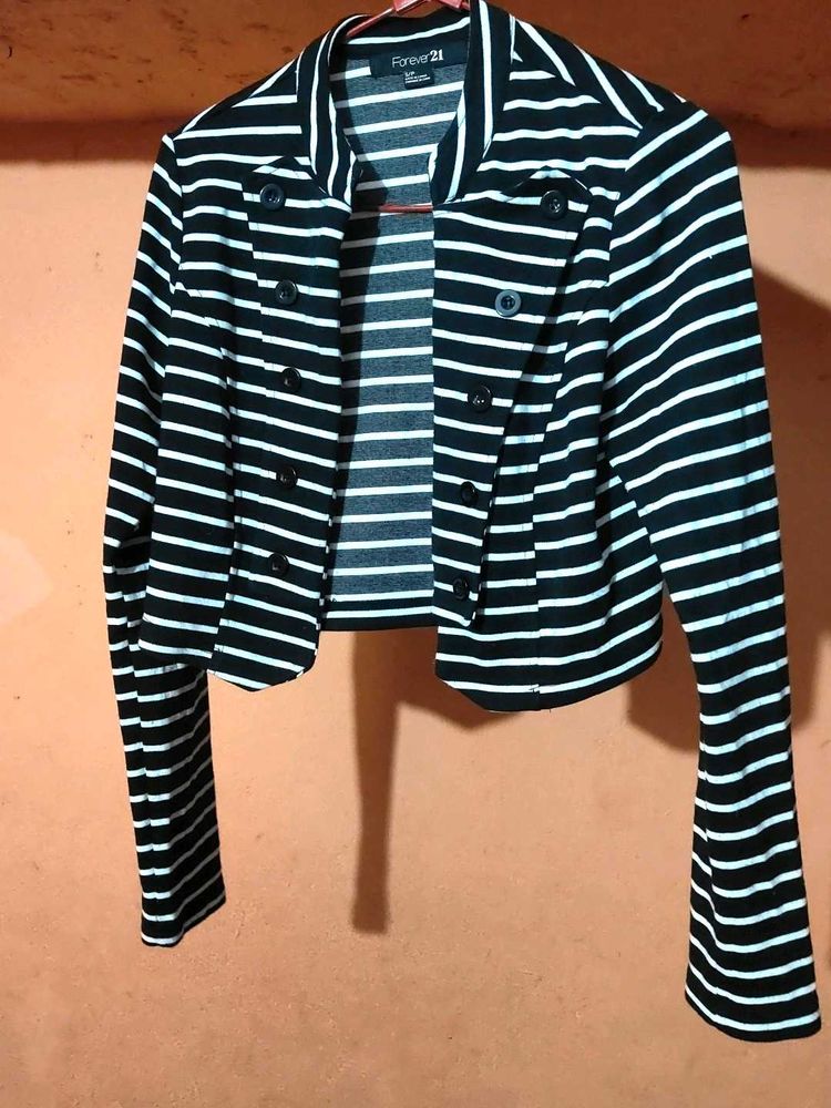 Forever 21 Striped Cropped Blazer