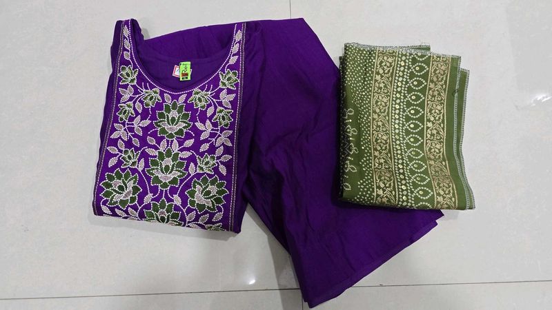 Purple Embroidered Kurta Set