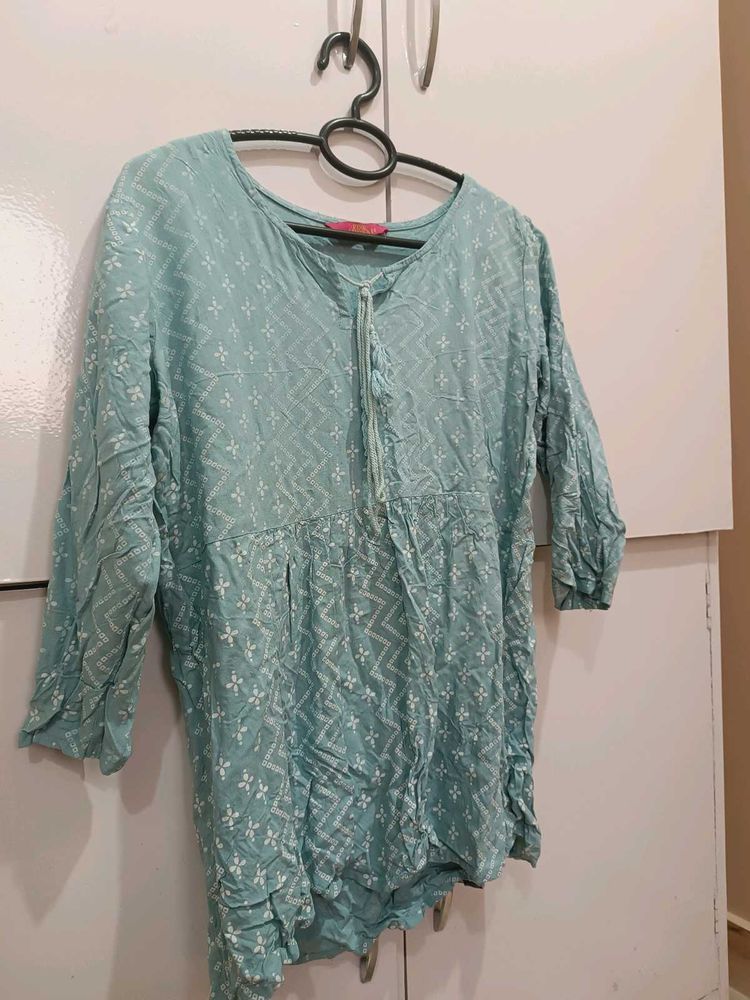 Embroidered Blue Tunic Top