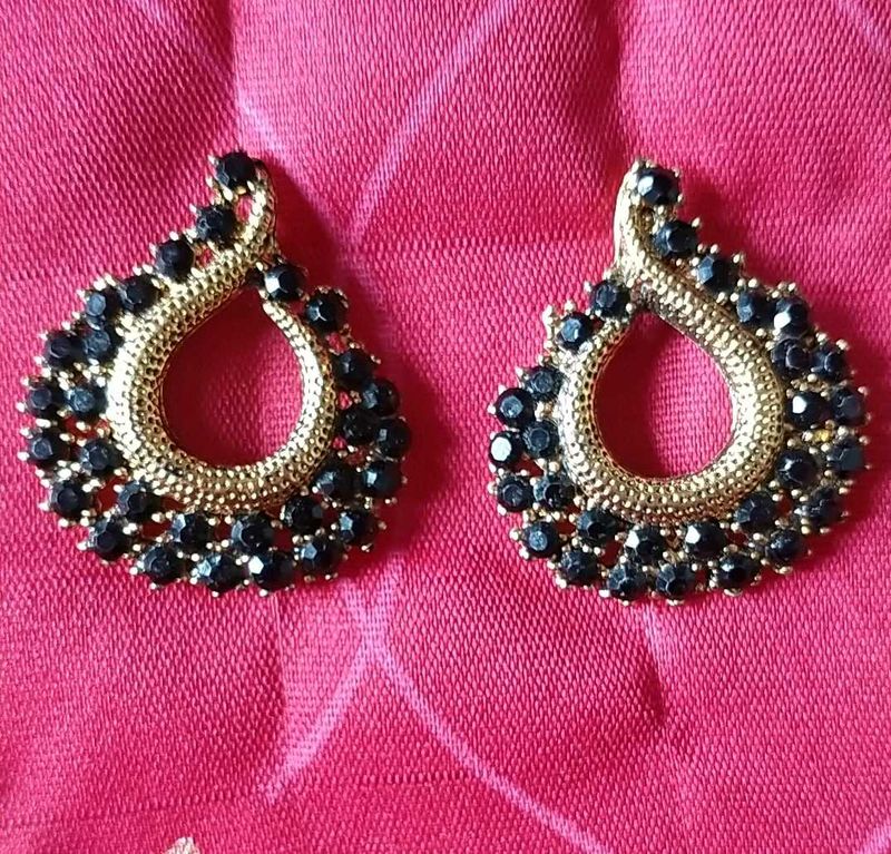 Elegant Black Bead Earrings