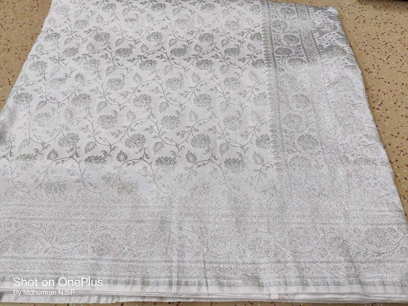 Banarsi Special Silver Zari Saree Self