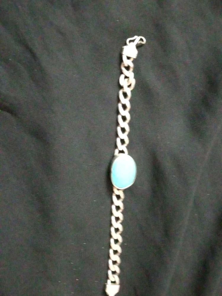 Sterling Silver Gents 925 Bracelet With Feroza