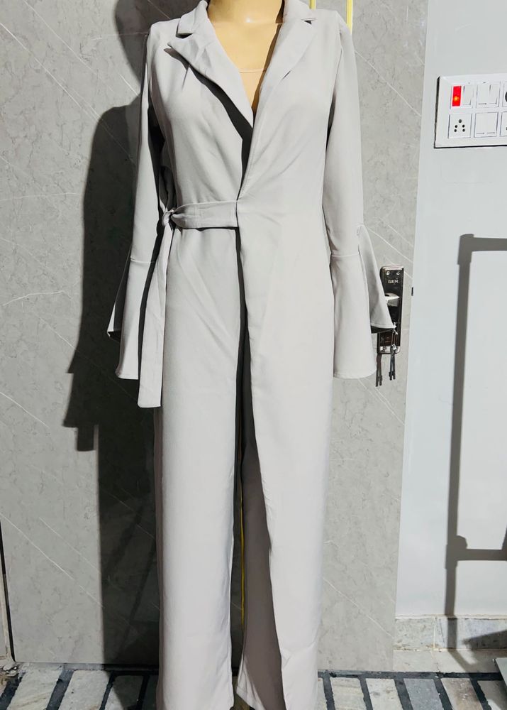 Elegant Grey Duster Coat | S