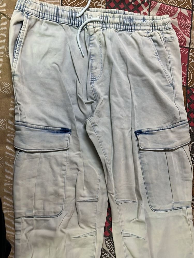 Light Blue Cargo Joggers