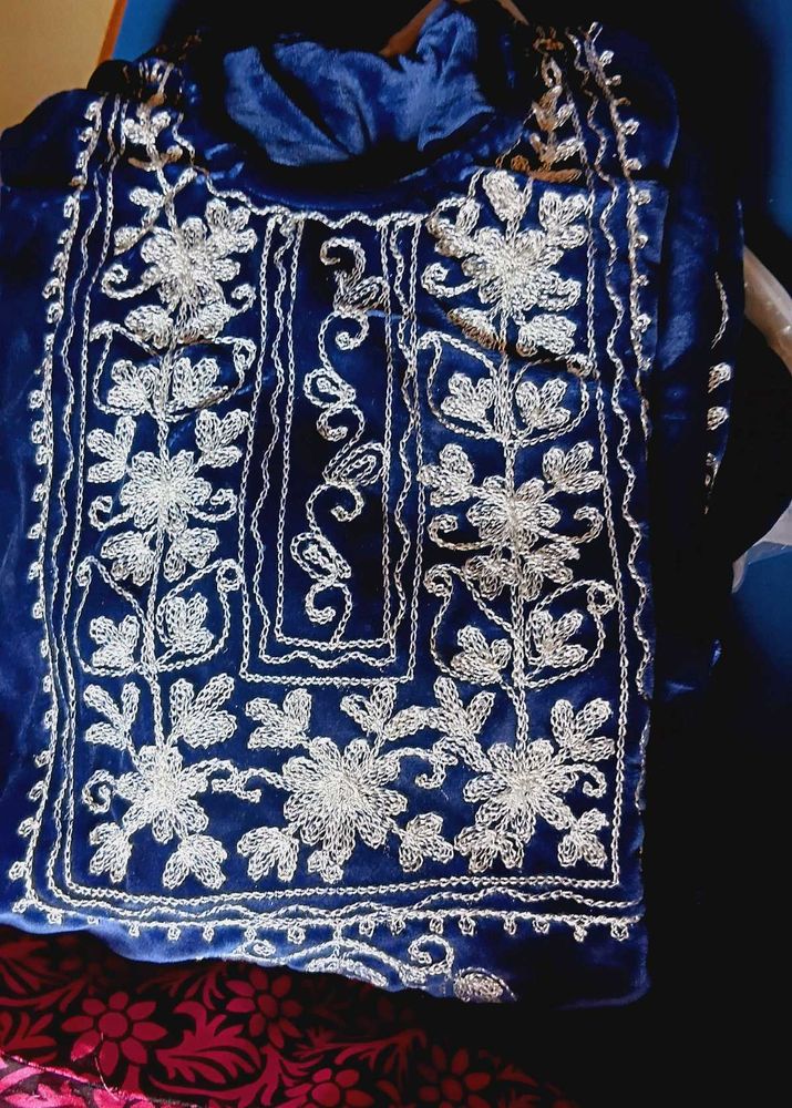 Elegant Blue Embroidered 3 ps kurti set