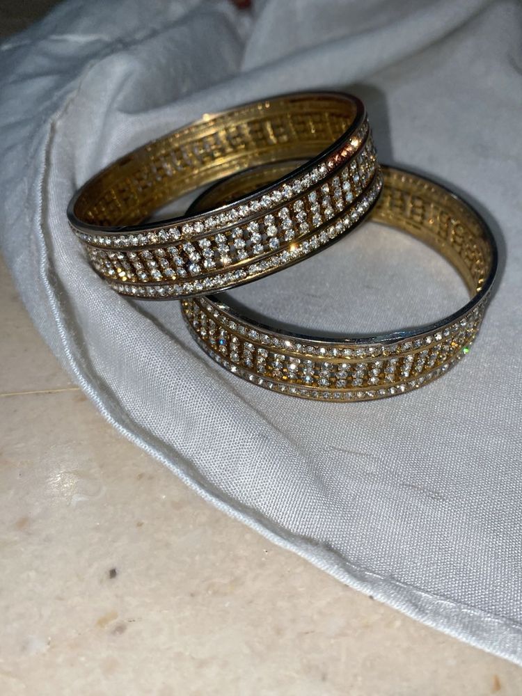 Golden Zircon Brass Kada/bracelet