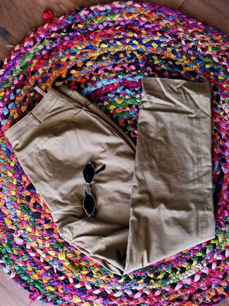 Straight Fit Khakhi Pants