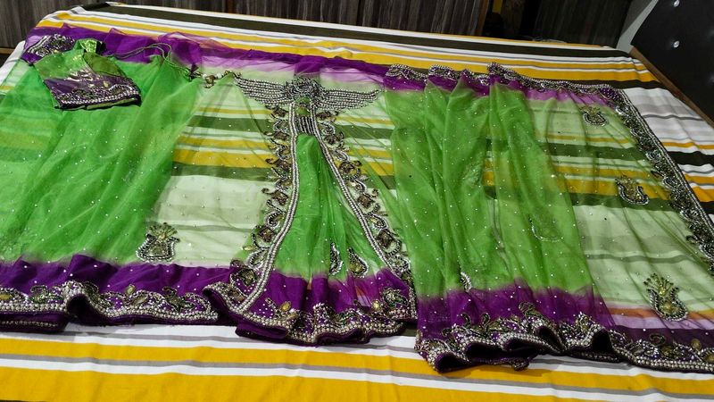 Heavy Stone Work Sari With Blouse