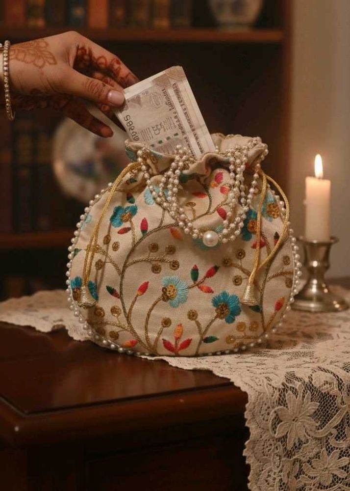 Floral Embroidered Pouch