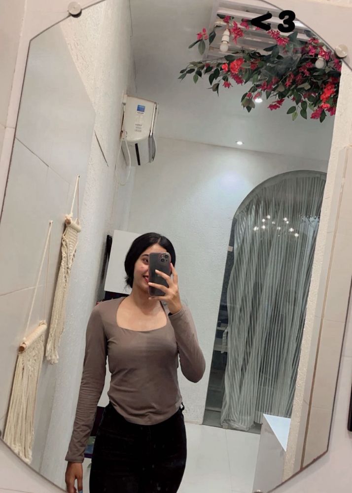Gray Long Sleeve Top