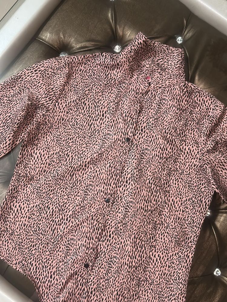 Pink &amp; Black Animal Print Blouse