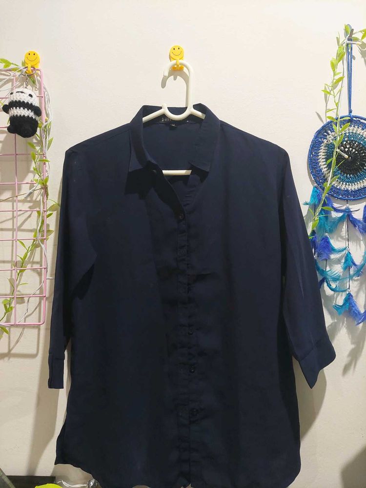 Navy Blue 3/4 Sleeve Blouse