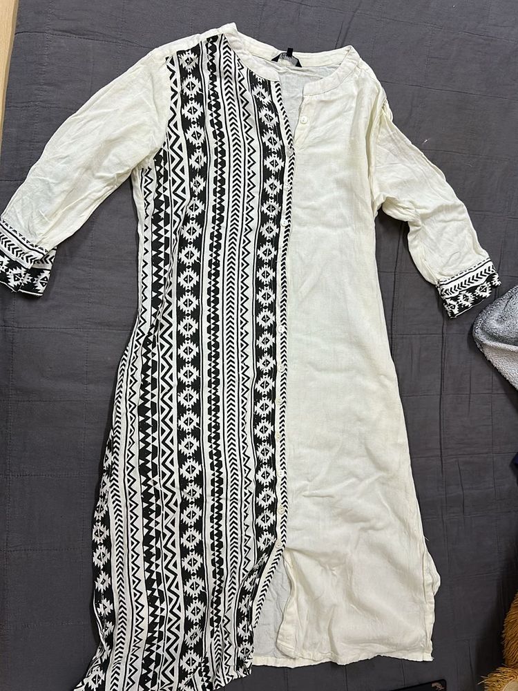 White Dress w/ Geometric Trim