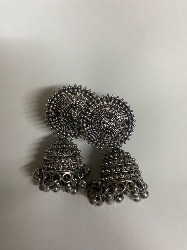 Oxidized Jhumka Earrings