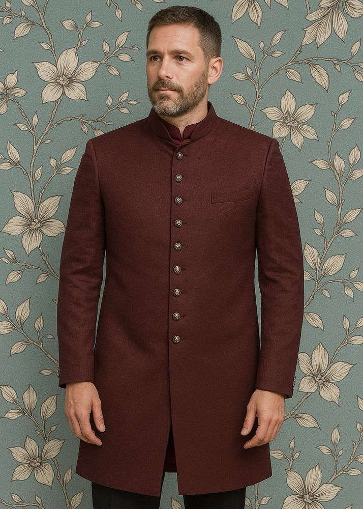 Men Marron Indo Western Set