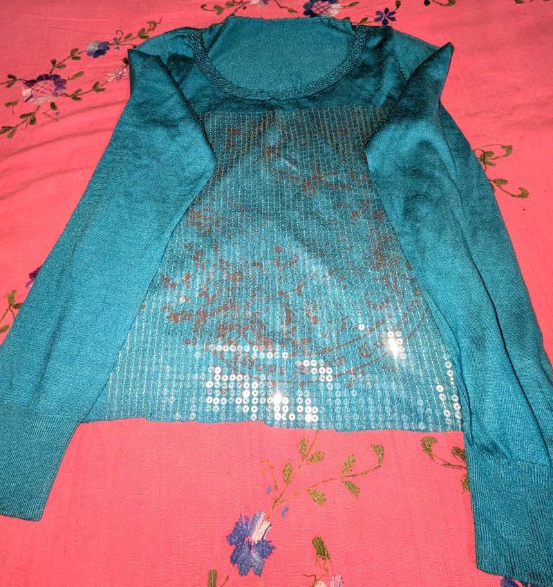 🌀🫦🌀Chatpate y2k teal sequin crop top🌀🫦🌀
