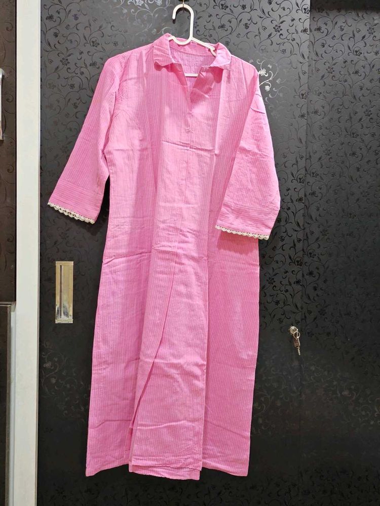 Pink Striped Kurta