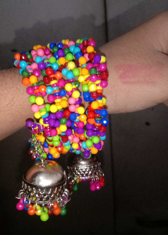 Colorful Beaded Jhumka Bracelet