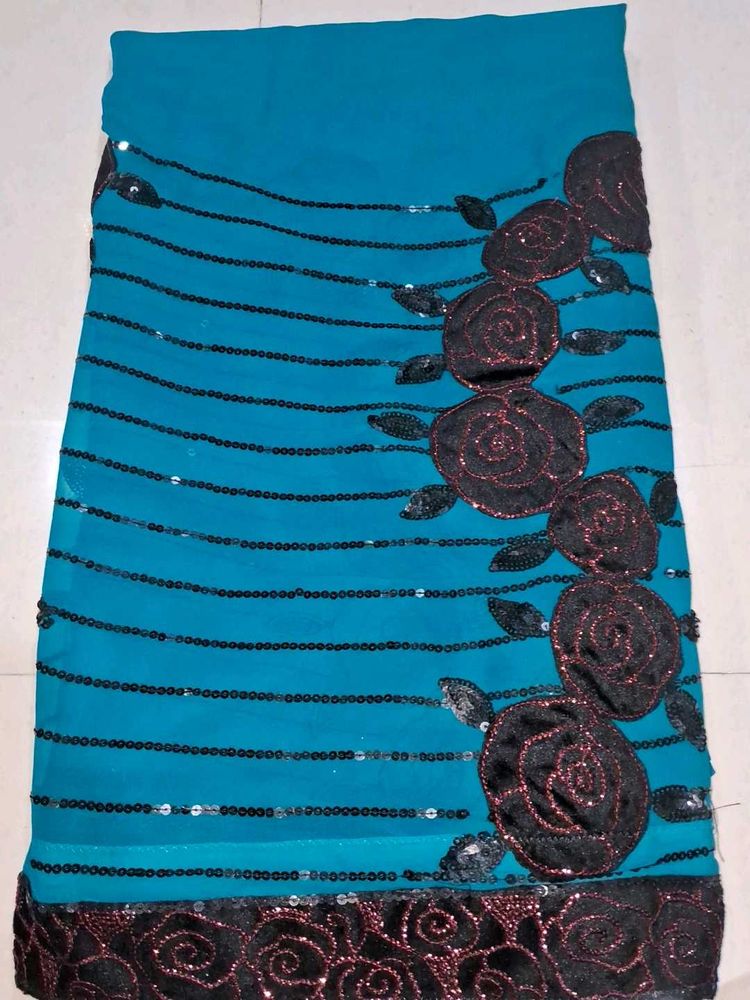 Blue Sequin Saree