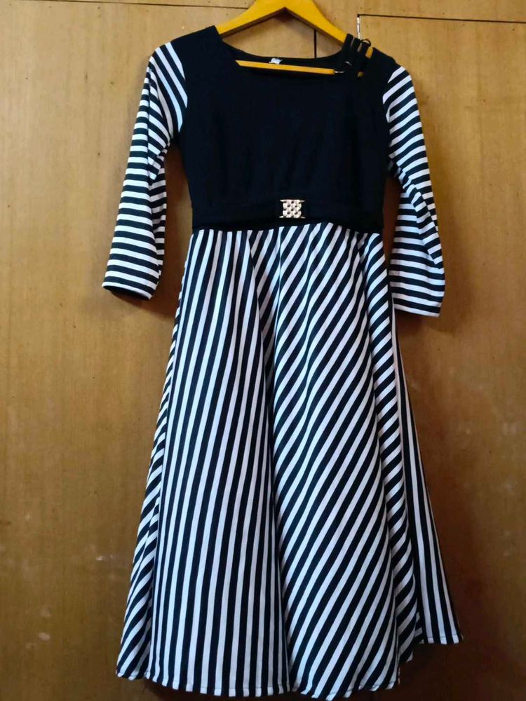 Striped Fit &amp; Flare Dress