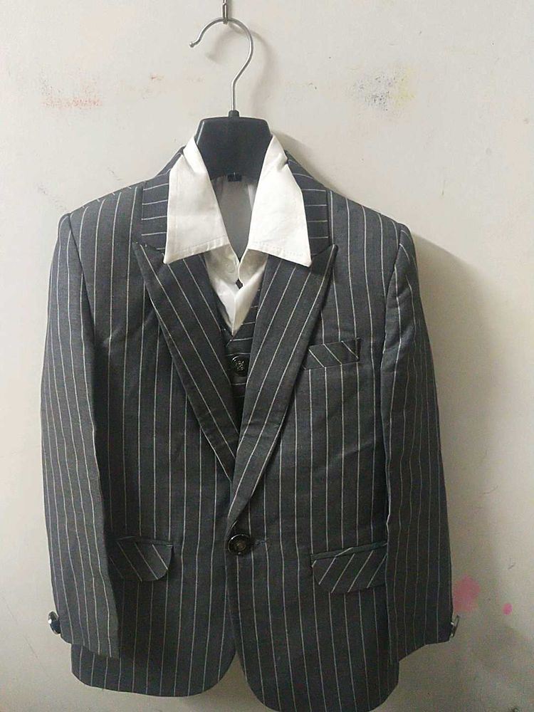 Striped Suit with Shirt,phant,vest