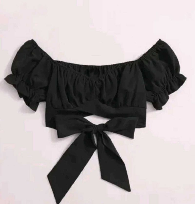 Black Tie Up Crop Top