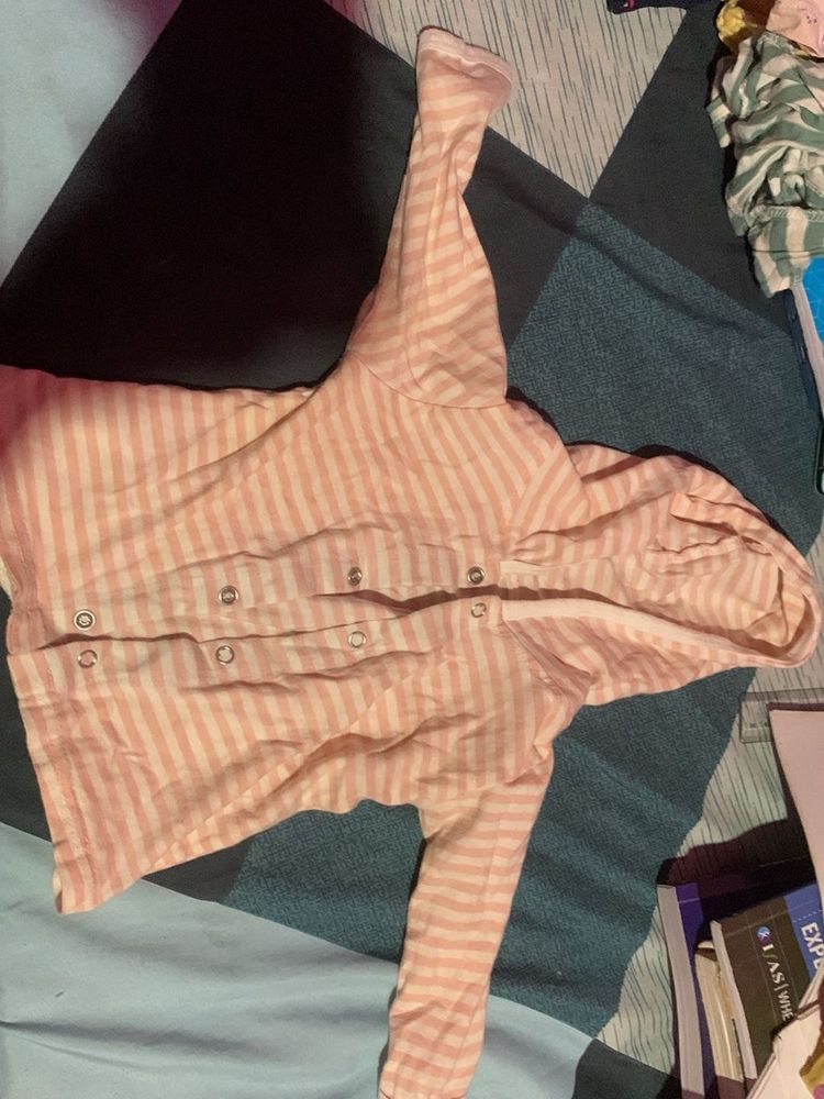 Striped Baby Hooded Shirt