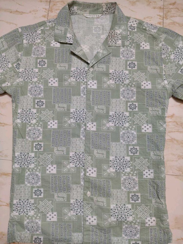 Patterned Camp Collar Shirt