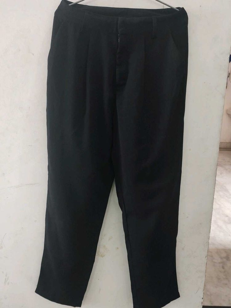 Black Mid Waist Trousers