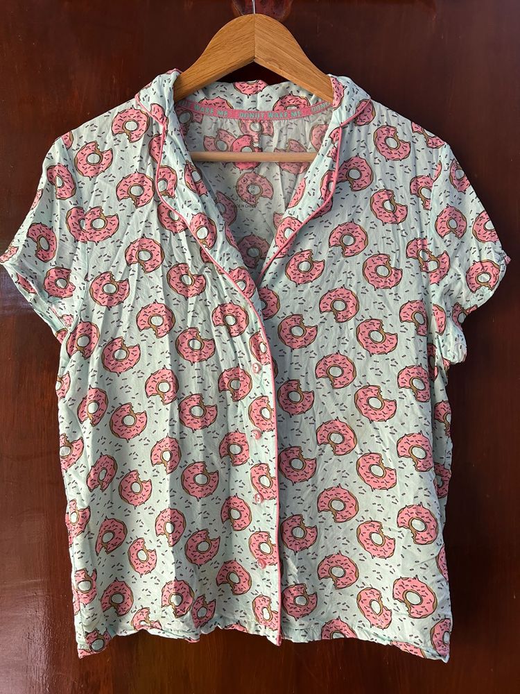 Donut Print Pajama Top