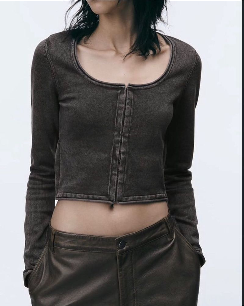 y2k ZARA charcoal  Long Sleeve Top