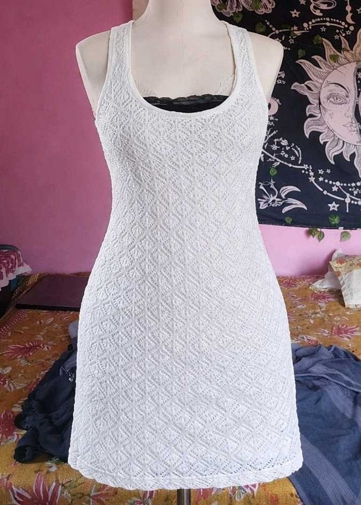 Y2k White Lace Mini Dress