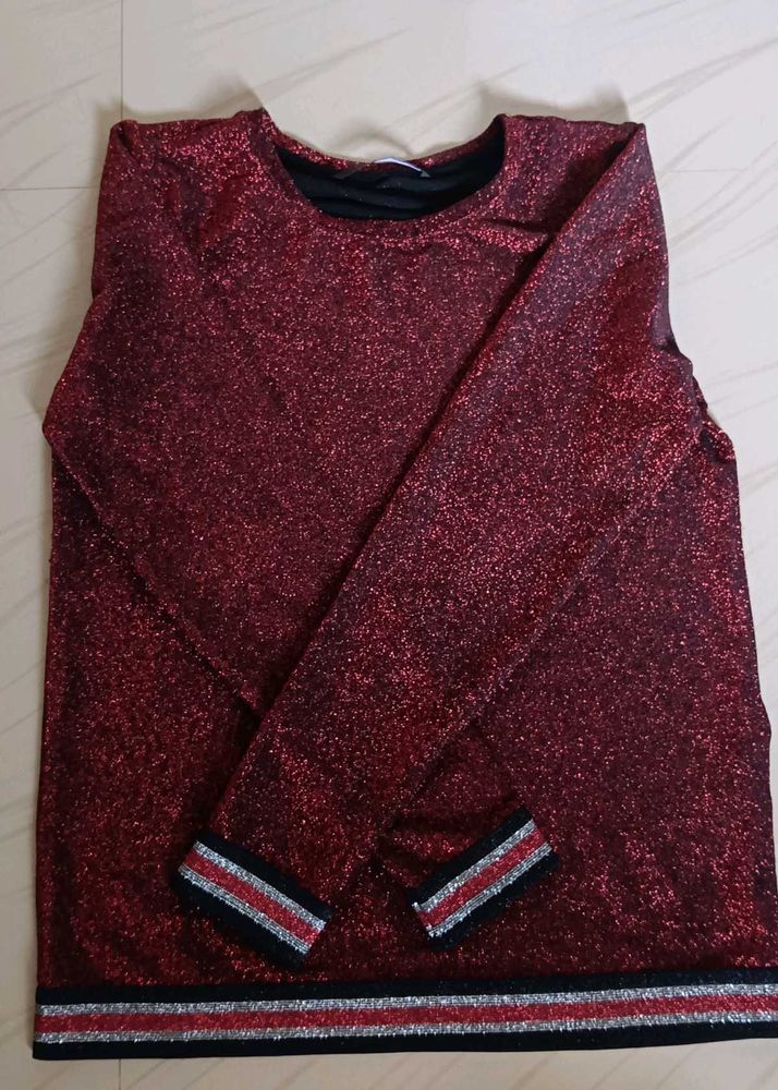Sparkly Red Long Sleeve Top