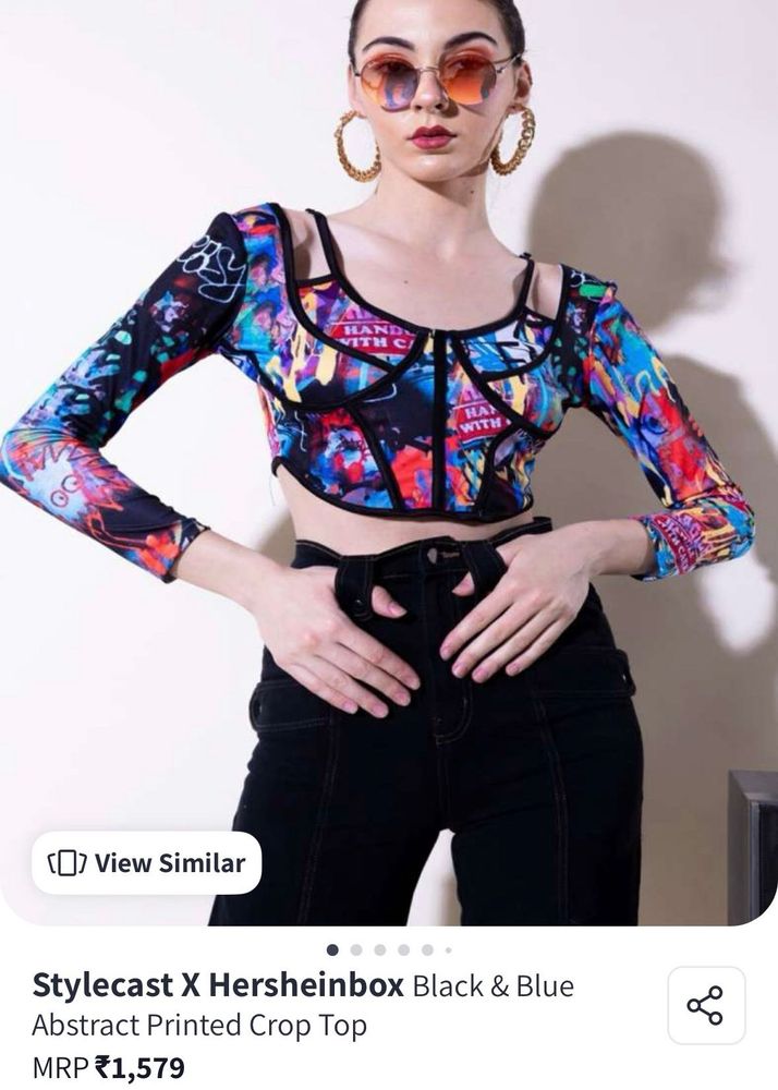 Stylecast X Hersheinbox Black&amp;Blue Abstract Print