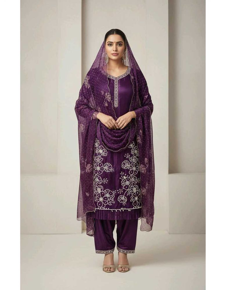 Elegant Purple Embroidered Salwar Suit