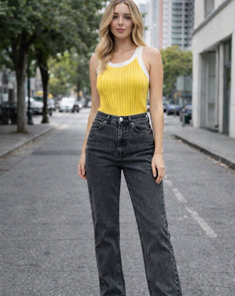 💣💣COMBO OFFER 💣💣Yellow Knit Tank Top &amp; Jeans
