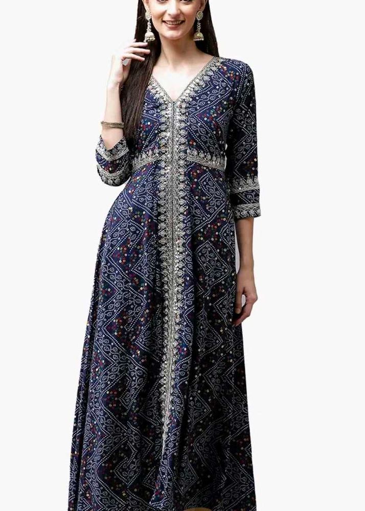Blue Bandhani Printed Kurta