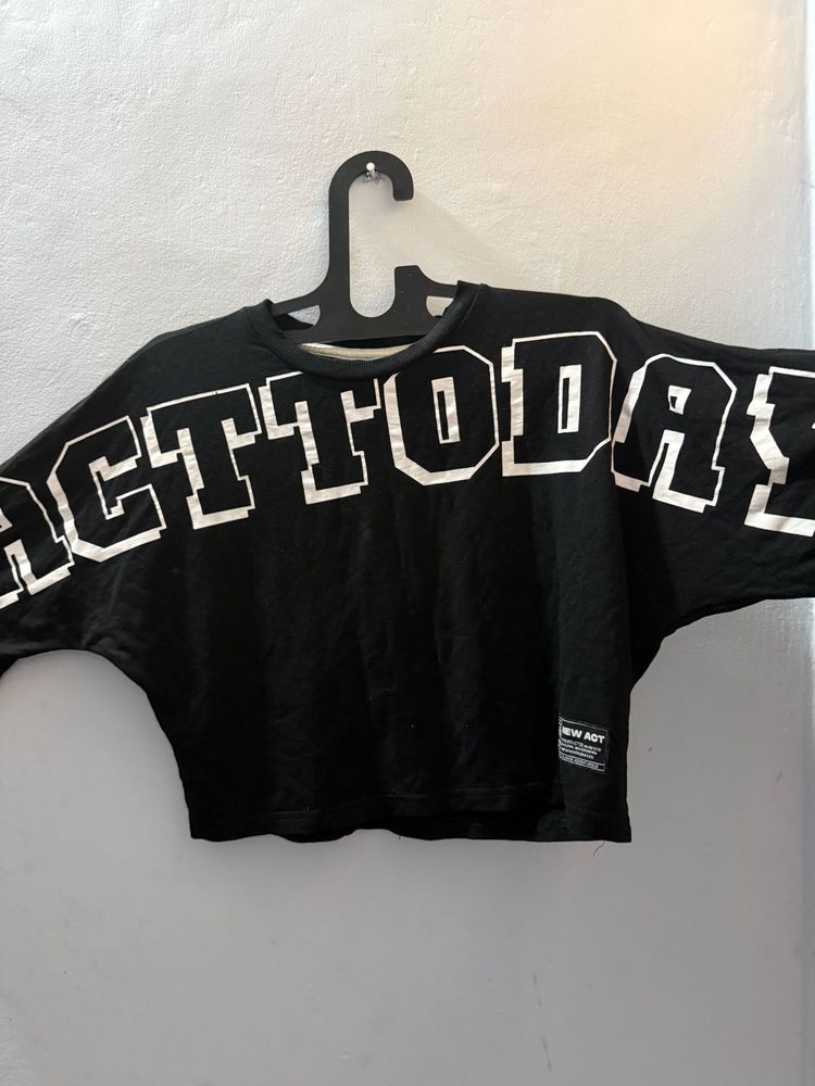 Black Graphic Print Tee(XS)