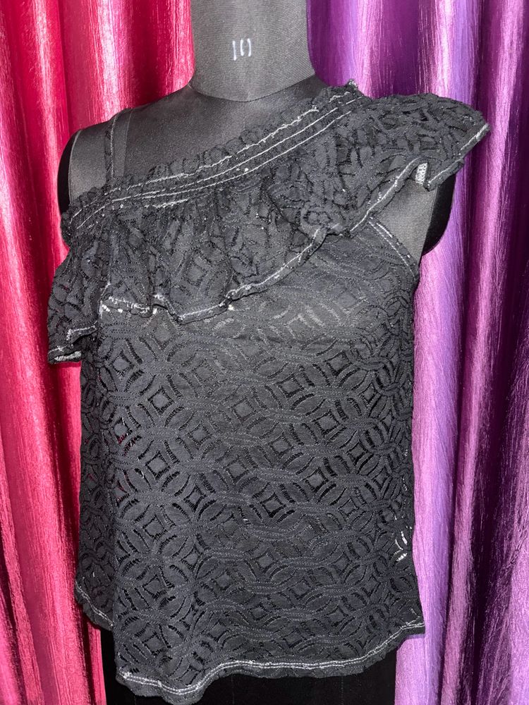 One Shoulder Sexy Sheer Top♠️🖤