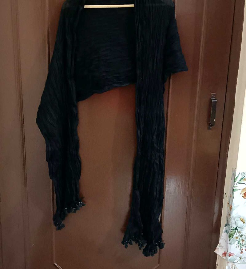 Black Ruffled Dupatta