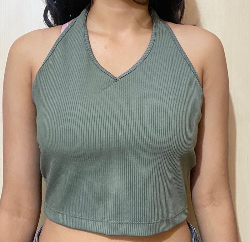 Olive Halter Neck Top